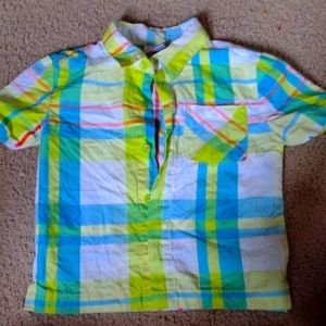 Kidgets button up shirt, 18 months, blue and green plaid
